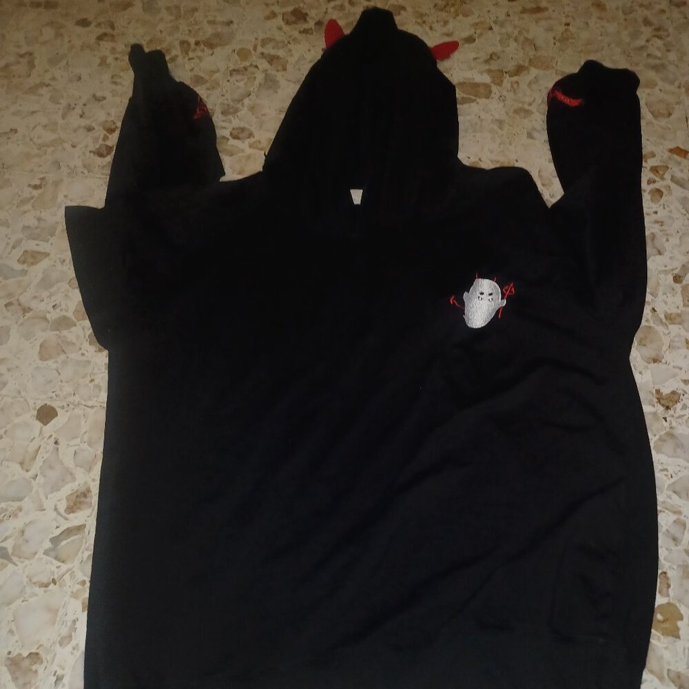 Theme AD2XA Youth Size XXL Hoodie Little Devil Black Red Embroidery